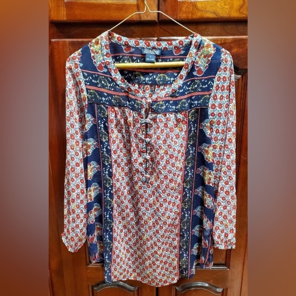 Lucky Brand Tops - Lucky Brand Floral long sleeve boho peasant blouse top. Sz.S.